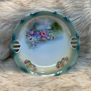 Vintage P.K. 9” Silesia plate with water lily, German China